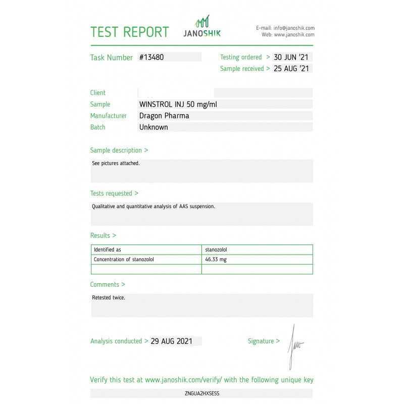 Winstrol Inj 50 Lab Test